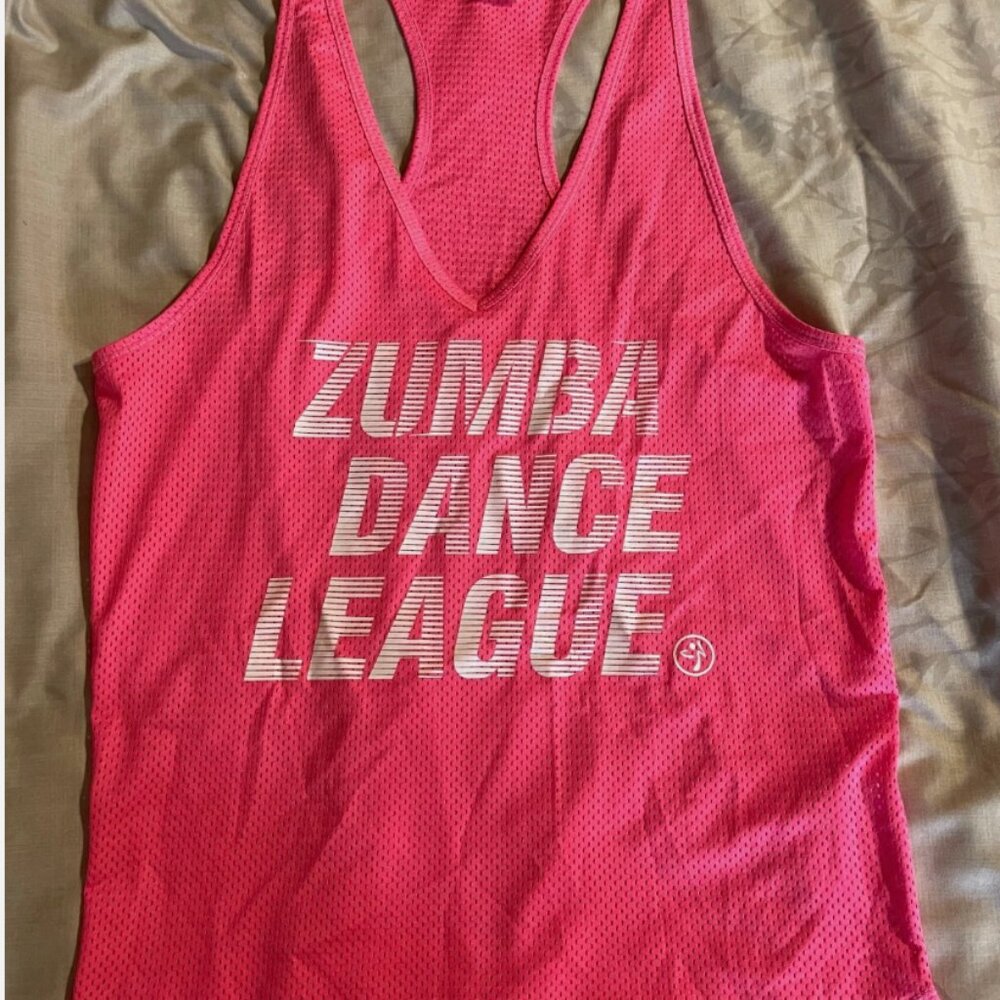 Zumba Hot Pink Zumba Dance League Mesh Racerback Tank Size M
